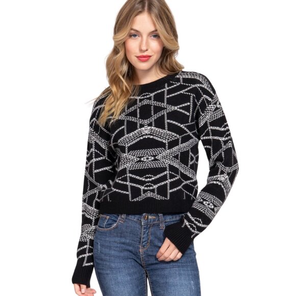 Aztec Pattern Jacquard Sweater by Active Basic - Picture 2 of 4